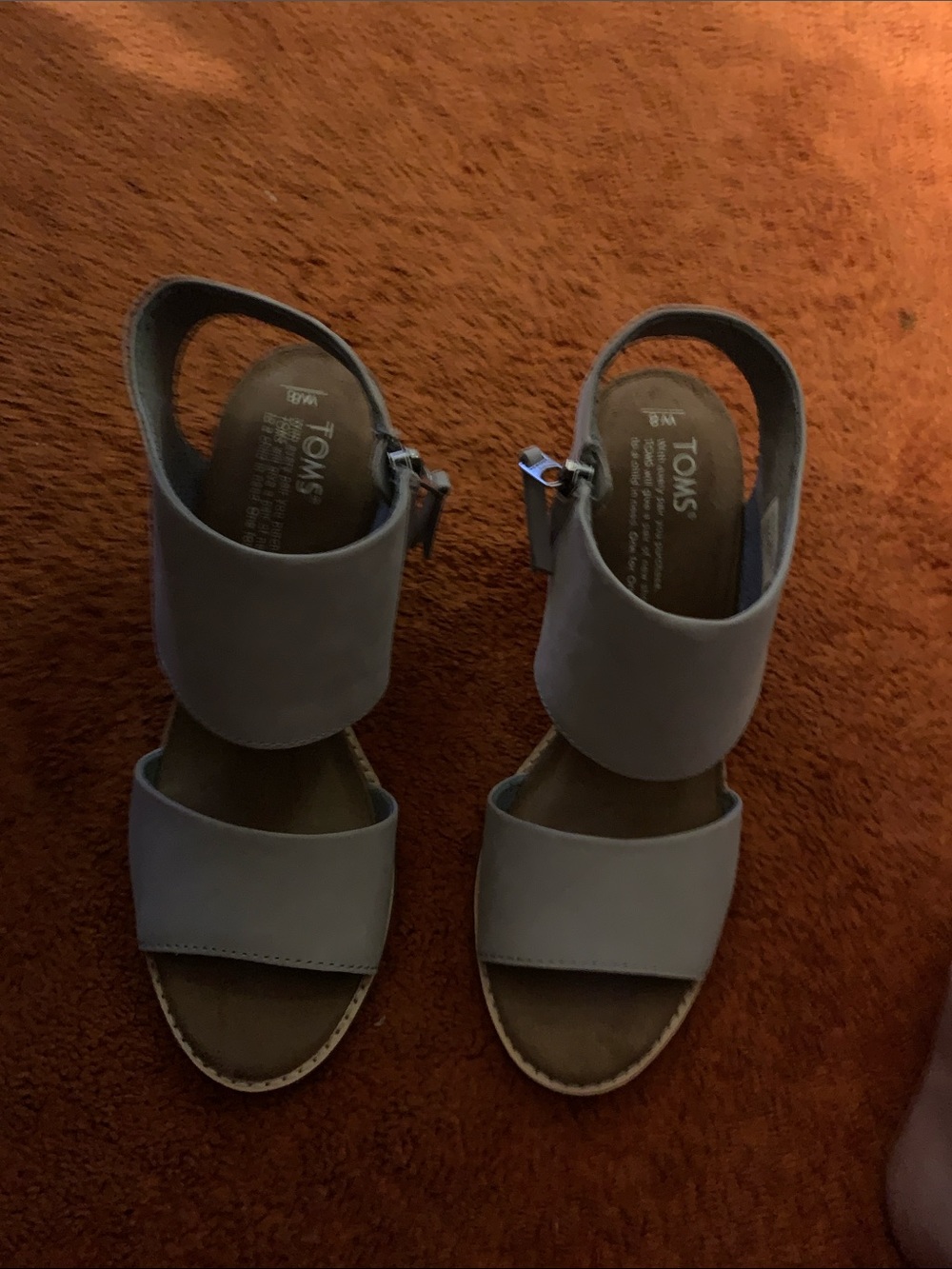 TOMS Women's Light Gray Double-Band Slingback Sandals